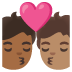 🧑🏾‍❤️‍💋‍🧑🏽 kiss: person, person, medium-dark skin tone, medium skin tone display on Google